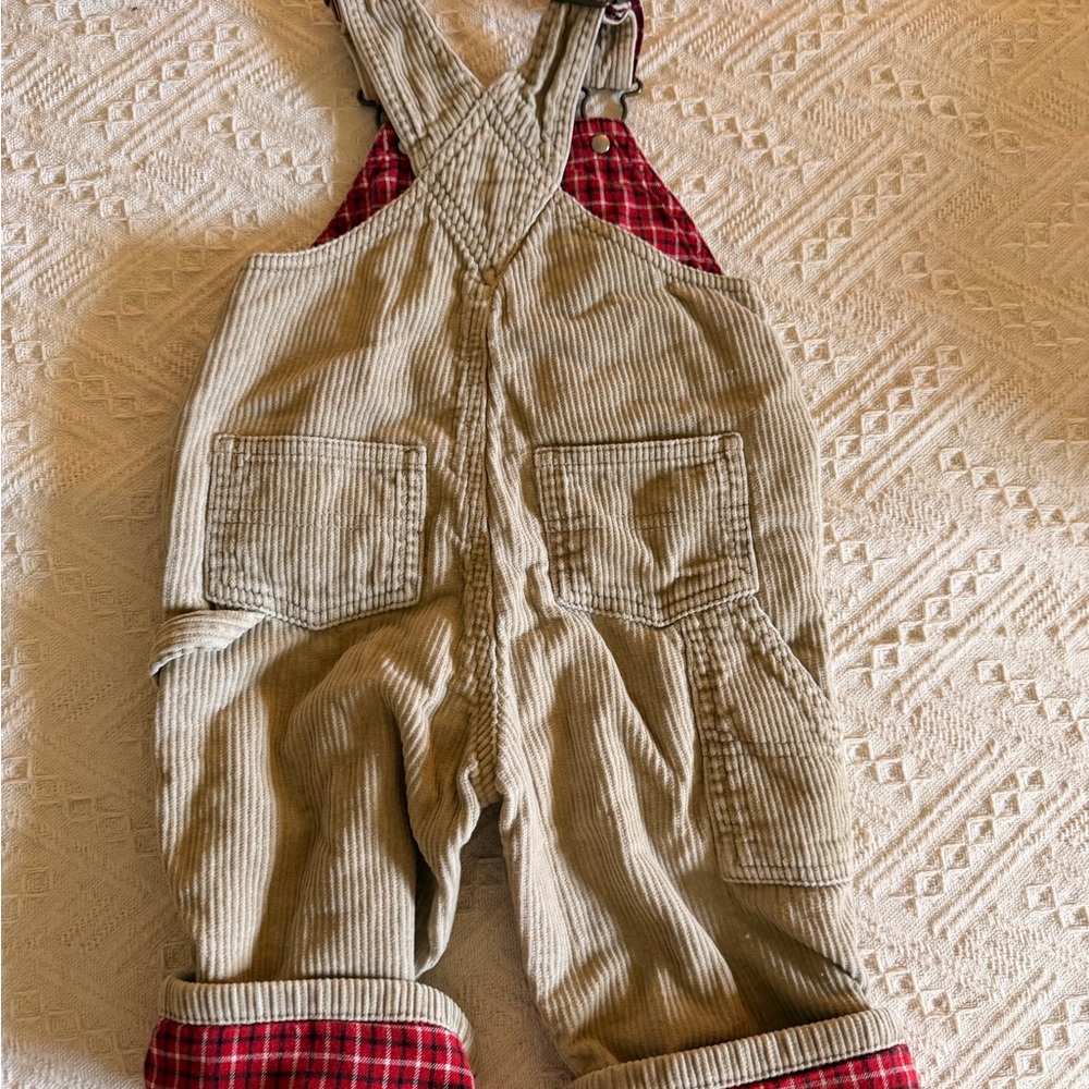 Vintage Baby Corduroy Overalls lined with Red Plaid flannel